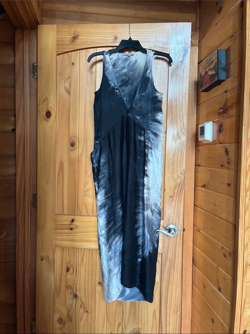 Mijo by Michele Jonas silk plunging neck long dress with pockets